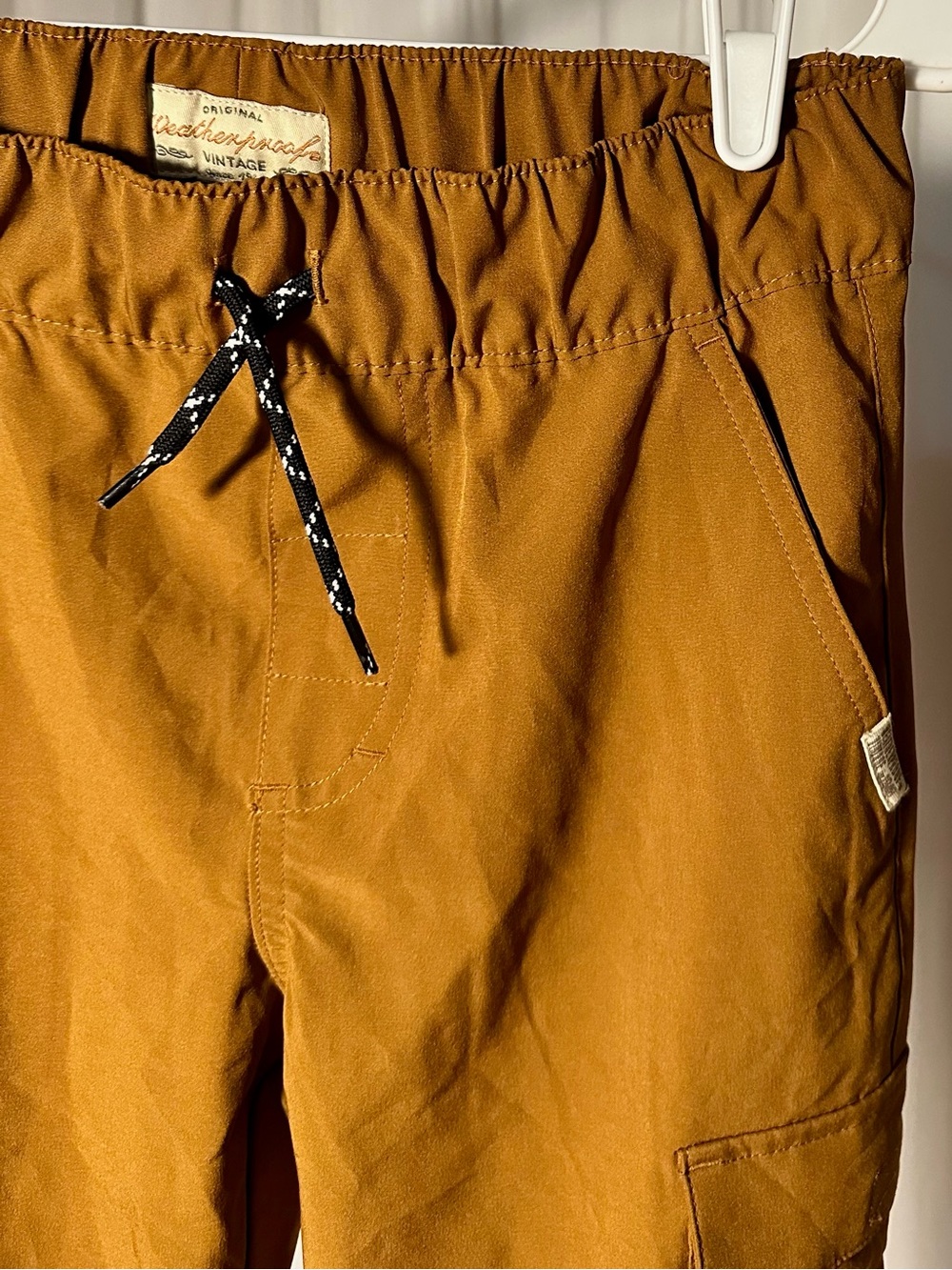Boy’s Weatherproof Vintage Casual Tapered Drawstring Pants in Rust Brown